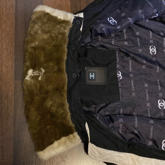 CHNEL  France Made Vintage Fur Collar Black White Jacket Size XL - Picture 11 of 15